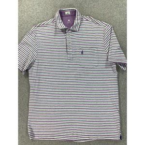 Johnnie-O Hangin' Out Cotton Blend Striped S/S Polo Shirt (Men's XL) Gray/Purple